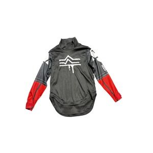 Fortnite Shirt Mens Medium Black Red Long Sleeve Mock Neck Graphic Jersey Top
